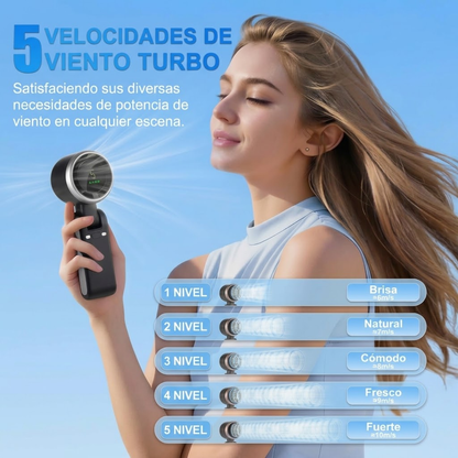 ventilador turbo portátil con 5 velocidades
